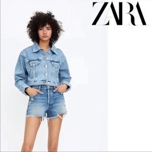 New Zara VTG Style Heavy Crop Denim Jacket